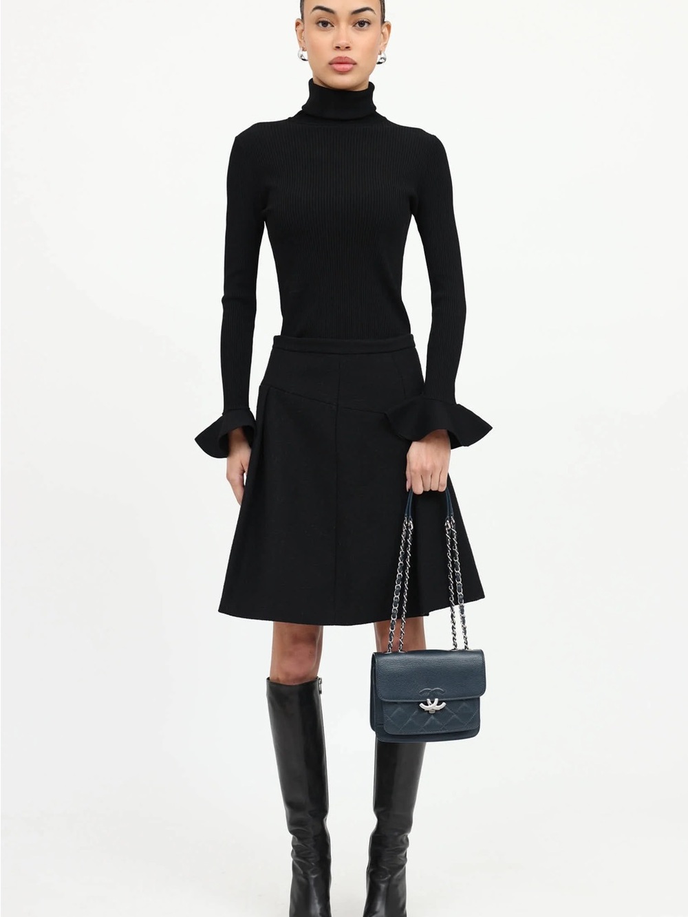 Chanel Navy Quilted Leather Shoulder Bag - Picture 9 of 10